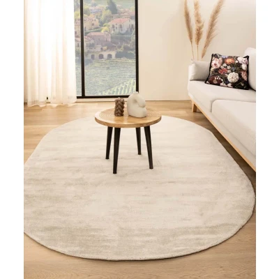Afbeelding van Viscose Tapijt/Vloerkleed Ovaal Glamour Ivoor 120x180 Cm