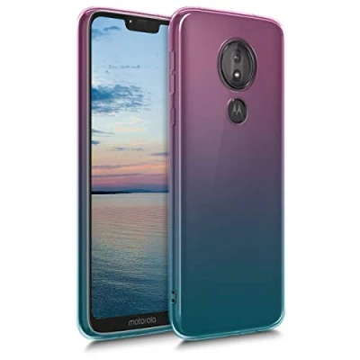 Afbeelding van kwmobile hoesje compatibel met Motorola Moto G7 Power backcover voor smartphone Tweekleurig roze/blauw/transparant