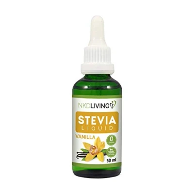 Afbeelding van NKD Living Stevia Liquid Drops 50ml (New Label Design) Vanille Gearomatiseerd met glazen druppelaar