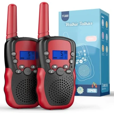 Afbeelding van Kearui Walkie Talkie, cadeaus voor meisjes en jongens kinderen vanaf 3, 4, 5, 6, 7, 8 jaar, kanalen, helder geluid VOX functie, avontuur, klimmen, kamperen, zwart/rood