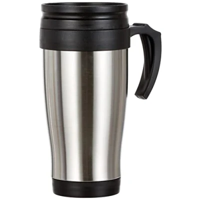 Afbeelding van axentia Coffee to go Reisbeker van roestvrij staal, 400 ml, isoleerbeker met handvat, dicht en lekvrij