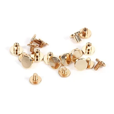 Afbeelding van Knopschroeven, 10 sets 6,5 mm knop DIY klinknagel leer schroef stud spijker screwback voor riem goud (6,5 mm)