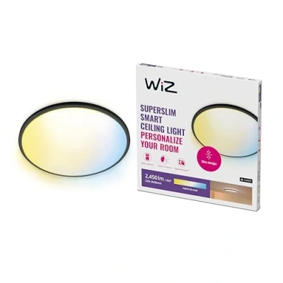 Afbeelding van WiZ 8719514554955 SuperSlim Ceiling 22W B RD 27 65K TW LED plafondlamp 22 W Zwart