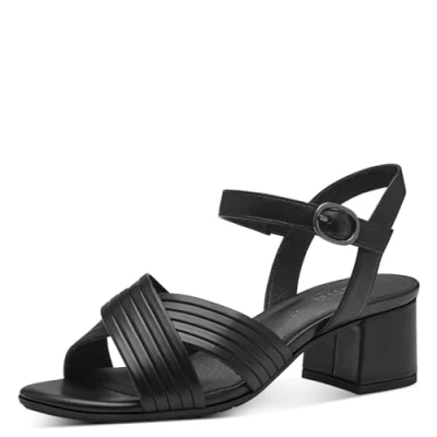 Afbeelding van Jana Softline 8 28366 42 007 Damessandalen, zwart, effen, comfortabele extra brede alledaagse schoen, feestelijk, elegant, met hak, 38 EU breed, zwart uni, Breed