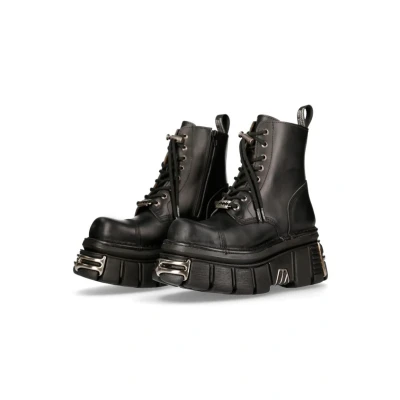 Afbeelding van New Rock Enkellaarsjes met hoge hak, Maat: 38, Schwarz Leer