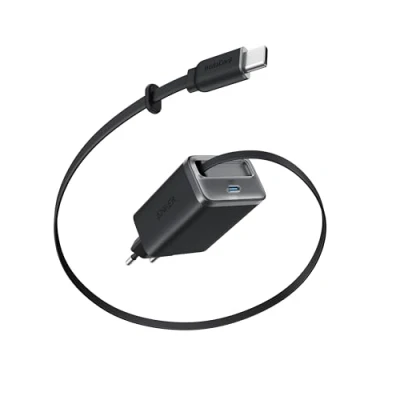 Afbeelding van Anker Nano iPhone USB C 35W oplader, compacte 2 poorts high speed oplader met intrekbare en duurzame InstaCord kabel, voor 16/15/14 serie, iPad, Pixel nog veel meer
