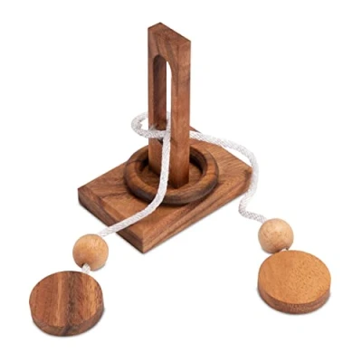 Afbeelding van LOGOPLAY Tong Tang snoerpuzzel denkspel puzzelspel geduldspel logicaspel van hout