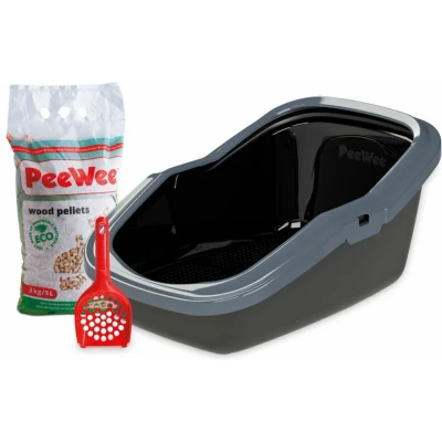 Afbeelding van Peewee Kattenbak EcoMinor zwart / antraciet Startpakket 56 x 39 27.5cm