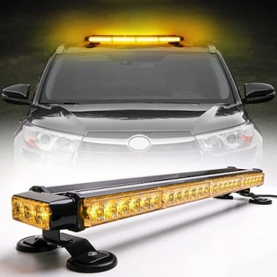 Afbeelding van auto Noodlicht Baken Waarschuwingsgevaar Flash Lamp 26,5 54 LED Hoge Intensiteit Waarschuwingslichten, 12 24V Strobe Lights voor voertuigen vrachtwagen dak (Amber)