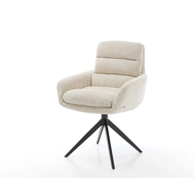 Afbeelding van Draaistoel Abelia Flex met armleuning kruisframe breed zwart cord beige 360