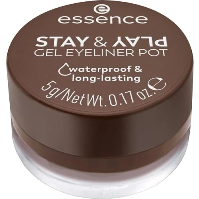 Afbeelding van Essence Cosmetics STAY en PLAY GEL EYELINER POT, langhoudend, hooggepigmenteerd, vlekproof, kleurintensief, mat (5g)