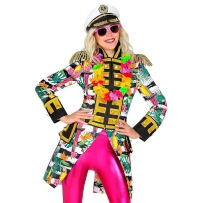 Afbeelding van Widmann 51381 Hawaii Parade Frack, tuinuniform, bloemen, palmbladeren, circusdirector, kostuum, carnaval, themafeest, dames, meerkleurig, S