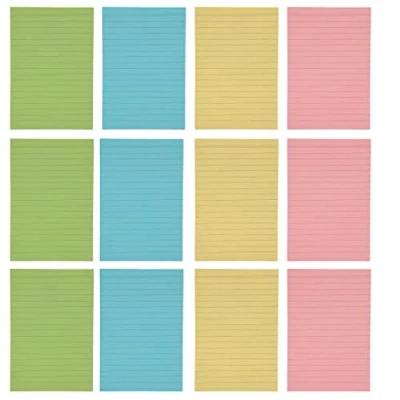 Afbeelding van Zelfklevende notities in pastelkleuren mix, 148 x 100 mm, gelinieerd, 80 vellen per blok, 12 blokken verpakt doos