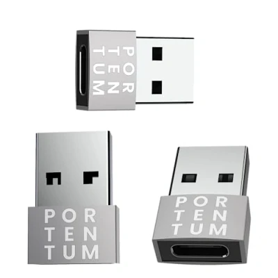 Afbeelding van PORTENTUM USB C naar adapter 3 Eenheden 480 MB Snelheid Premium Zink Toestaan MET Hoge Hittebestendigheid Slechts 4 gram Zilver