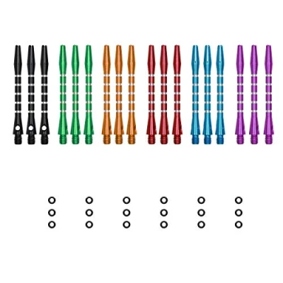 Afbeelding van kwmobile Dartshafts met rubberen ring Aluminium schachten voor dartpijltjes Medium 48 mm lang 2ba schroefdraad Verschillende kleuren en aantallen