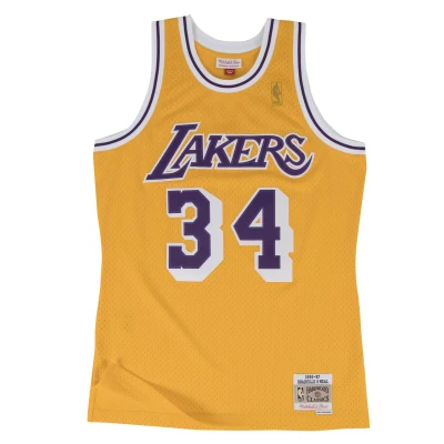 Afbeelding van Mitchell &amp; Ness Swingman Los Angeles Lakers Shaquille O&#039;Neal Nbajersey, Heren, Maat: Small, Light gold