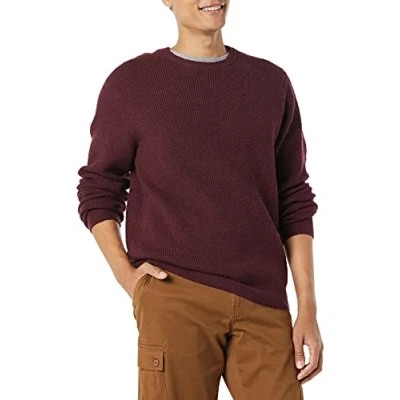 Afbeelding van Amazon Essentials Heren Soft Touch Waffle Stitch Crewneck Pullover met lange mouwen, bordeaux, S