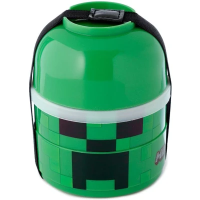 Afbeelding van Minecraft Creeper Gestapelde Ronde Bento box Lunchtrommel 13x10x10cm (LxBxD)