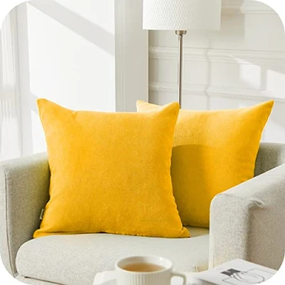 Afbeelding van Topfinel Kussensloop 40 x cm, geel, set van 2 stuks, decoratie voor woonkamer, donzig, chenille, bankkussen, sierkussen, knuffelkussen, sierkussen bank, bed, outdoor, tuin, balkon