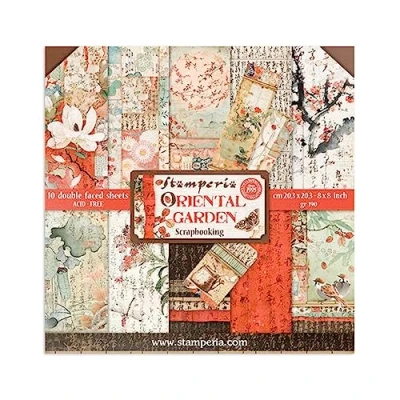Afbeelding van STAMPERIA SBBS09 Papierblok 10 vellen 20,3 x (8&quot; 8&quot;) dubbelzijdig Oriental Garden, meerkleurig