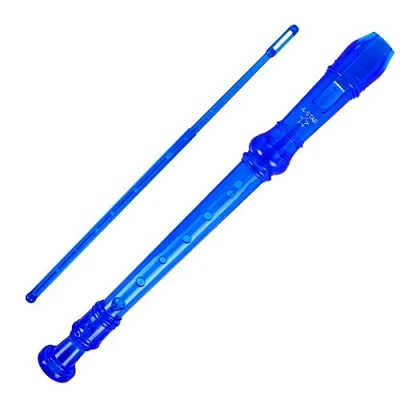 Afbeelding van A Star Sopraan/Descant School Blokfluit Instrument, Engels/Barok Vingerzetting Sleutel van C met Leertabel, Tas, Reinigingsstaaf Blauw