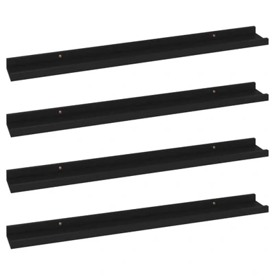 Afbeelding van Wandschappen 4 st 80x9x3 cm zwart