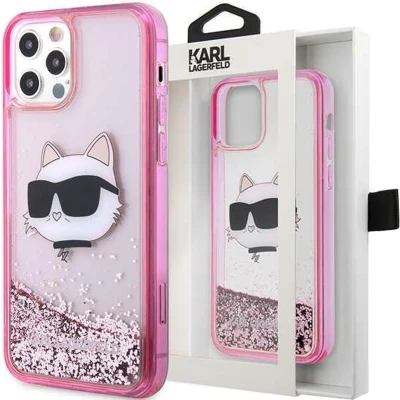 Afbeelding van Karl Lagerfeld KLHCP12MLNCHCP hoesje voor iPhone 12/12 Pro roze Glitter Choupette Head