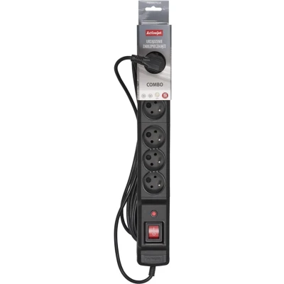 Afbeelding van ActiveJet Combo 6GN 5 M Black Power Strip met snoer.