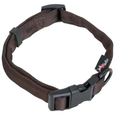 Afbeelding van JACK AND VANILLA, Hondenhalsband, model Comfort Tube nylon, kleur bruin, maat 12 mm x 23 36 cm