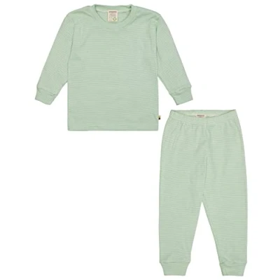 Afbeelding van loud + proud SET Ringel Pyjama voor kinderen, Maat: 110/116, Lindgruen