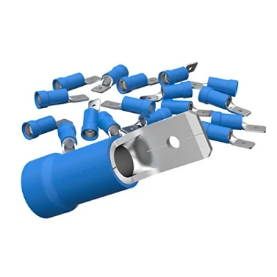 Afbeelding van AUPROTEC 10 x platte stekker 1,5 2,5 mm² blauw/steekbreedte 4,8 mm deels geïsoleerd PVC mannelijke connector MDD kabelconnector van vertind messing