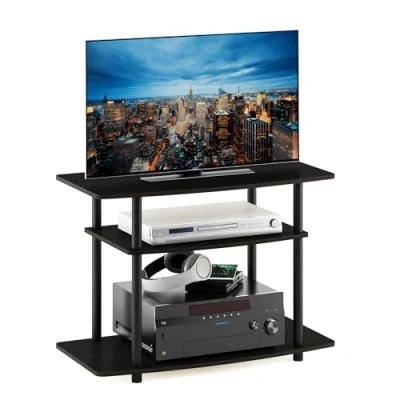 Afbeelding van Furinno Turn N Tube zonder gereedschap, in hoogte verstelbaar 2 traps TV standaard 40.13 x 59.18 cm espresso/zwart