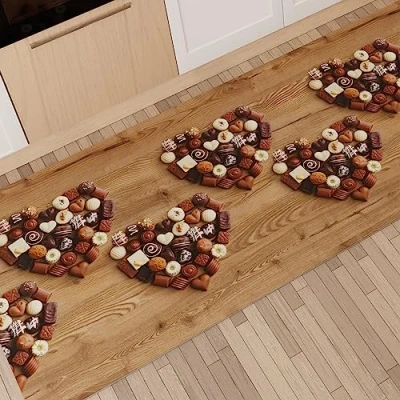 Afbeelding van PETTI Artigiani Italiani Keukentapijt, loper voor de keuken, antislip en wasbaar, 52 x 80 cm, chocoladedesign, 100% Made in Italy