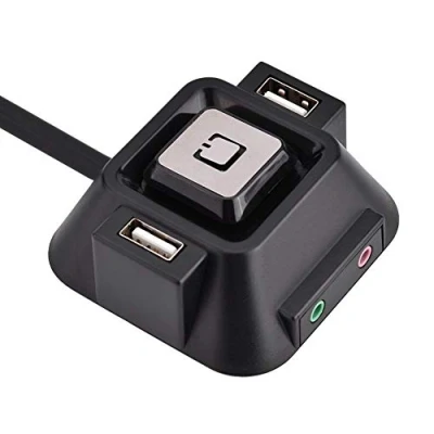 Afbeelding van Desktop Computer Schakelaar Behuizing Dubbele USB poorten Voeding Benodigdheden Aan/Uit Reset Drukknop Audio Poort