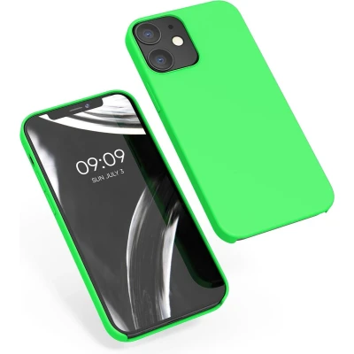 Afbeelding van kwmobile telefoonhoesje geschikt voor Apple iPhone 12 / Pro Hoesje met siliconen coating Smartphone case in limoengroen