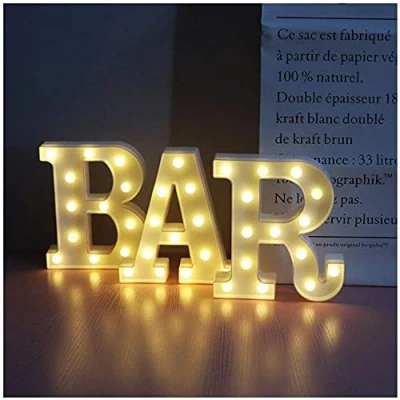 Afbeelding van SUQ LED Marquee Letters Lights, BAR Teken Letter Lamp, Letterverlichting, Verlichte Nachtlampjes Decoratie, Batterij Aangedreven, voor Pub Home Party Bruiloft Decoratie