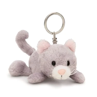 Afbeelding van NICI 62133 Sleutelhanger kat, 10 cm, grijs, trouwe metgezel voor rugzak of tas, sleutelhouder klein en groot