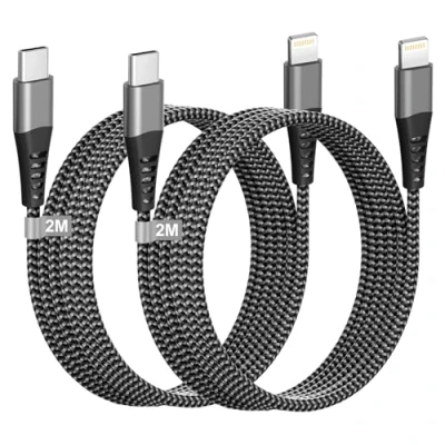 Afbeelding van USB C Lightning kabel, 2 m, stuks, Apple MFi gecertificeerd, kabel iPhone oplaadkabel oplader, voor 14 Pro Max/14 Plus/13/12/11/XR