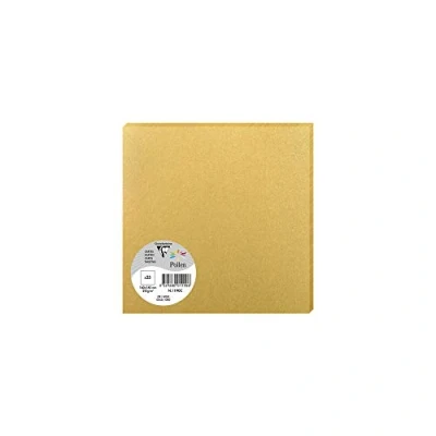 Afbeelding van Clairefontaine 1190C Pak met 25 afzonderlijke kaarten formaat vierkant 16 x cm 210 g/m² kleur goud uitnodigingskaarten voor evenementen en match serie Pollen premium papier, glad