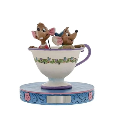 Afbeelding van Enesco Disney Tradities van Jim Shore &quot;Assepoester&quot; Jaq en Gus Theekopje Steen Hars Beeldje, 4.3 cm