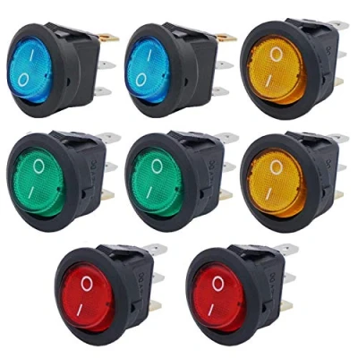Afbeelding van RUNCCI YUN Ronde tuimelschakelaar, 12 V, 3 polige vergrendelingsschakelaar, voor auto, vrachtwagen, raceauto, (8 stuks)