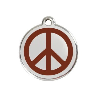 Afbeelding van Peace Brown roestvrijstalen hondenpenning medium/gemiddeld dia. 3 cm RedDingo