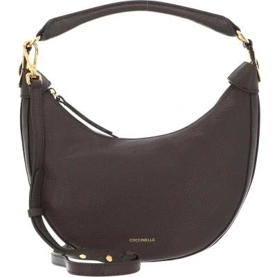 Afbeelding van COCCINELLE Leren Schoudertas Sunnie Handbag Grained Leathert Coffee Donkerbruin