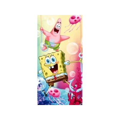 Afbeelding van Jerry Fabrics Sponge Bob Spons hoofd douche handdoek 70 x 140 cm Vrienden 012