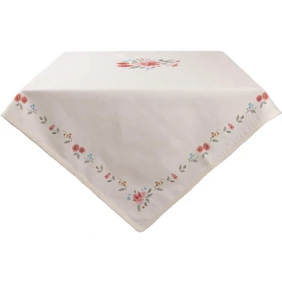 Afbeelding van Clayre &amp; Eef Tafelkleed 130x180 cm Beige Katoen Rechthoek Rozen Tafellaken