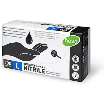 Afbeelding van Heva Nitril Wegwerp Handschoenen Ongepoederd L 100 Stuks Zwart
