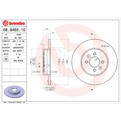 Afbeelding van Brembo Remschijf 08.9465.10