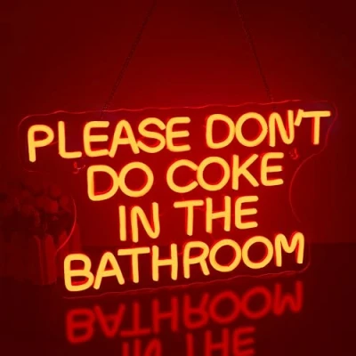 Afbeelding van Looklight Please Don&#039;t Do Coke in The Bathroom Neonbord Rood Led Neon Signs voor Wanddecoratie, Dimbare Letter neonborden USB Bar Oplichtende Borden Slaapkamer Badkamer Thuis Club Party Gift