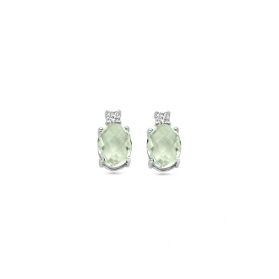 Afbeelding van Zilver Gerhodineerd Oorknoppen Groen Amethist Zirkonia 10,5 Mm 1340318