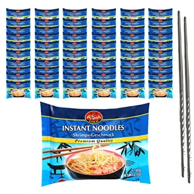 Afbeelding van Asia Gold instant noedels, 60 x g, Chinese Aziatische ramen, plus eetstokjes